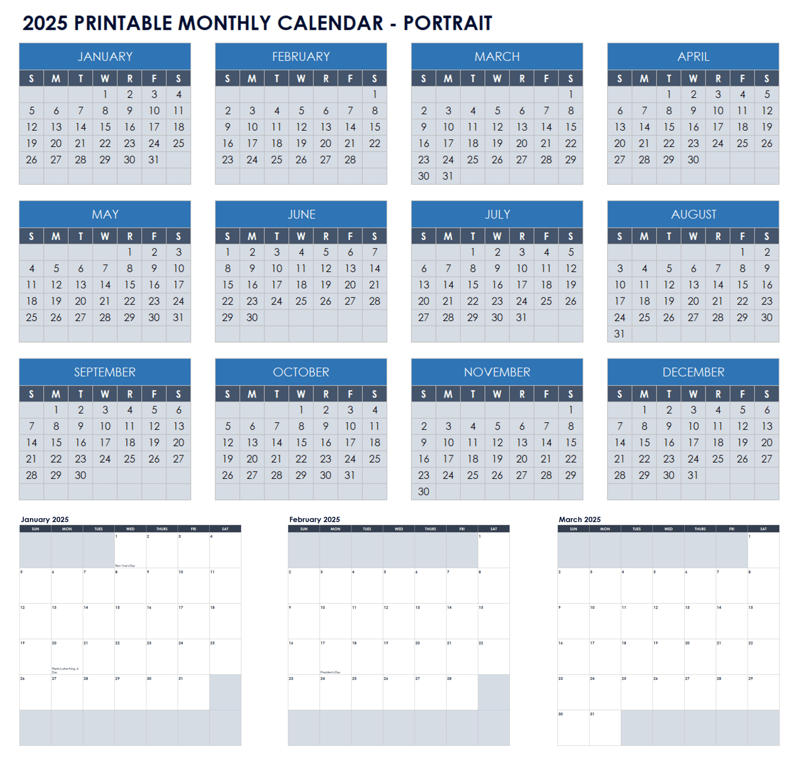 15 Free 2025 Monthly Calendar Templates | Smartsheet with Small Monthly Calendar 2025 Printable