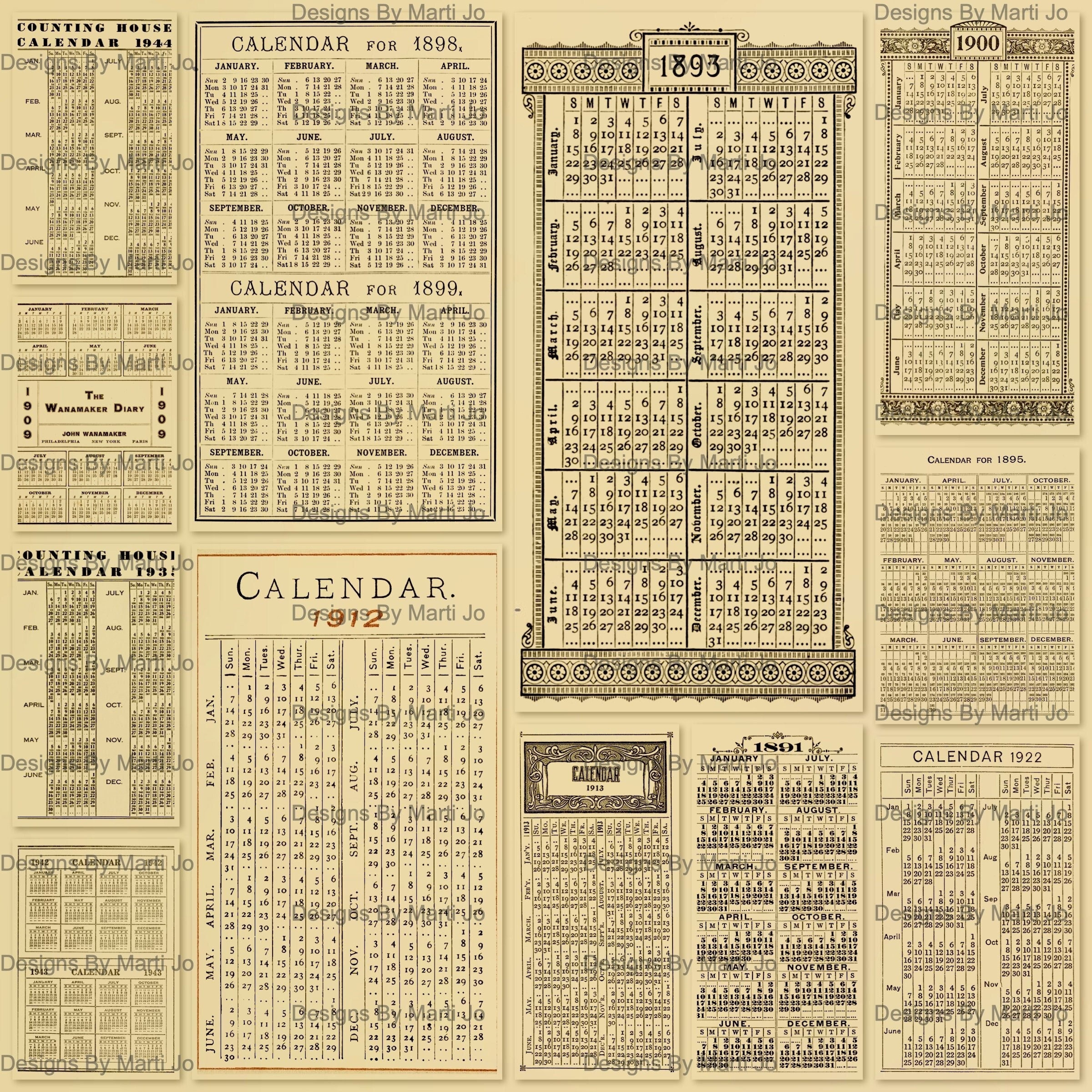 1900 Calendar - Etsy Singapore with 100 Years Calendar From 1900 To 2025 Printable