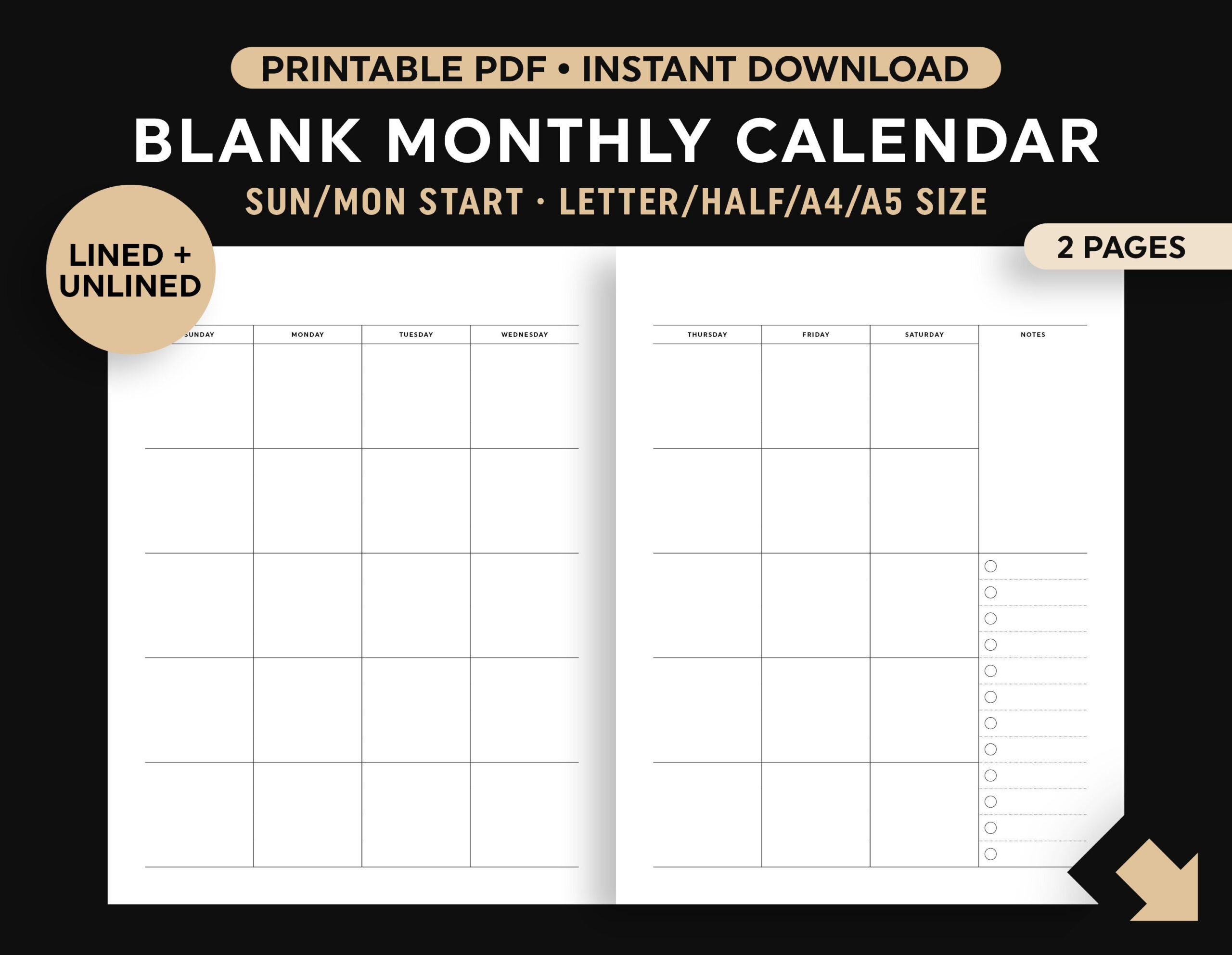 2 Page Blank Monthly Calendar Printable, Two Page Month Calendar inside 2 Page Calendar Per Month Printable