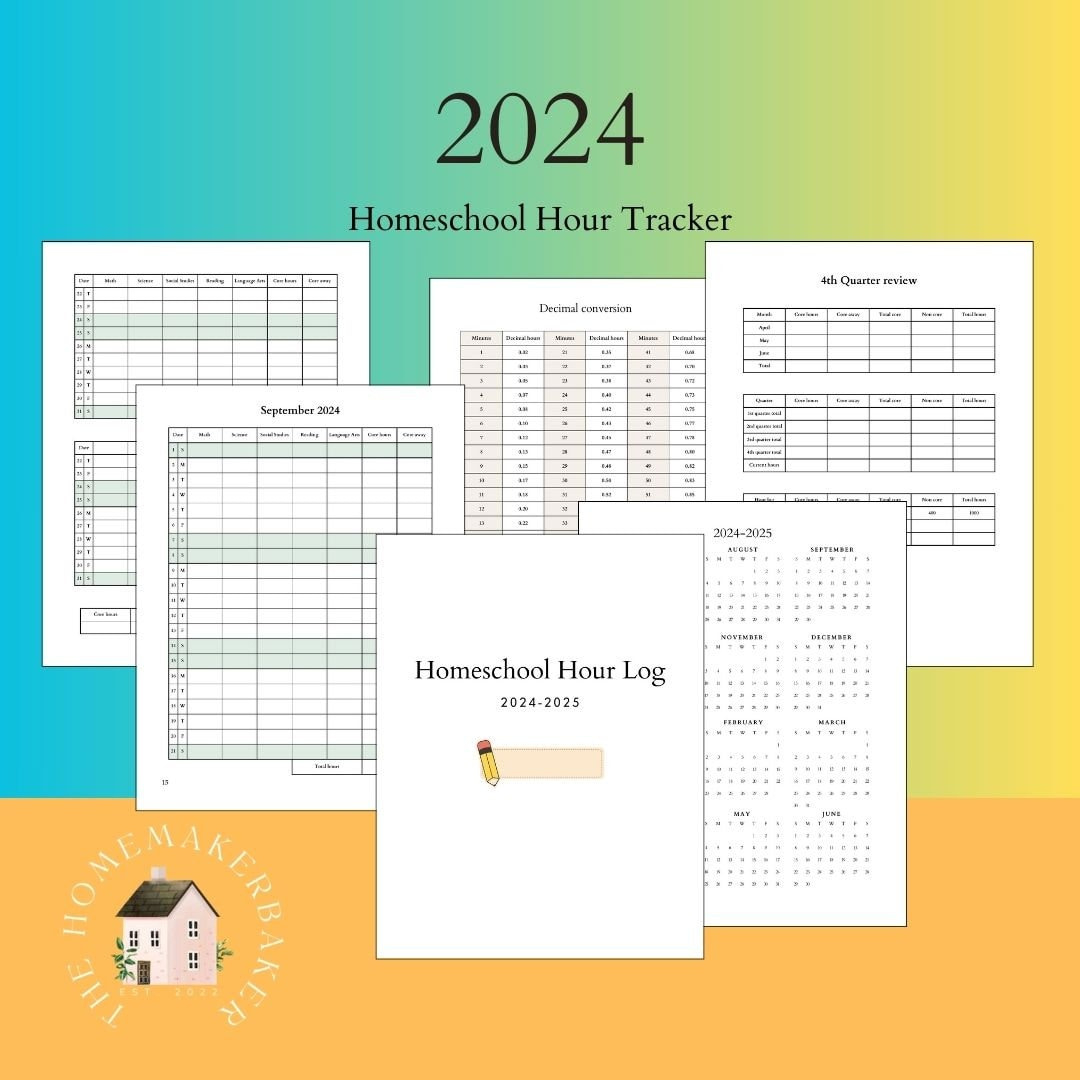 2024-2025 Homeschool Hour Log Pdf Printable, Hour Tracker for Mizzou Fall 2025 Calendar Printable