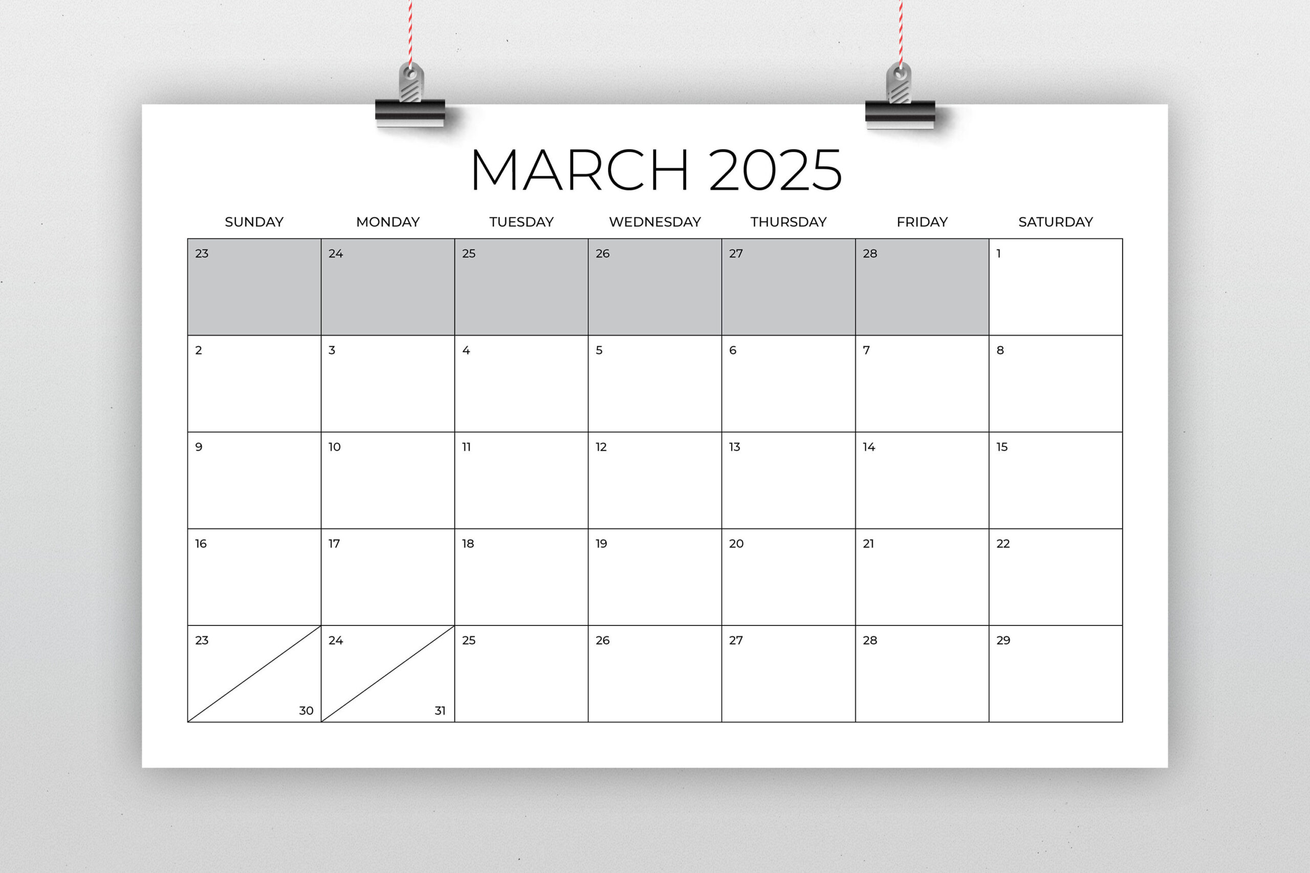 2025 11 X 17 Inch Calendar Template Instant Download Thin Sans with regard to 11 X 17 Printable Calendar 2025