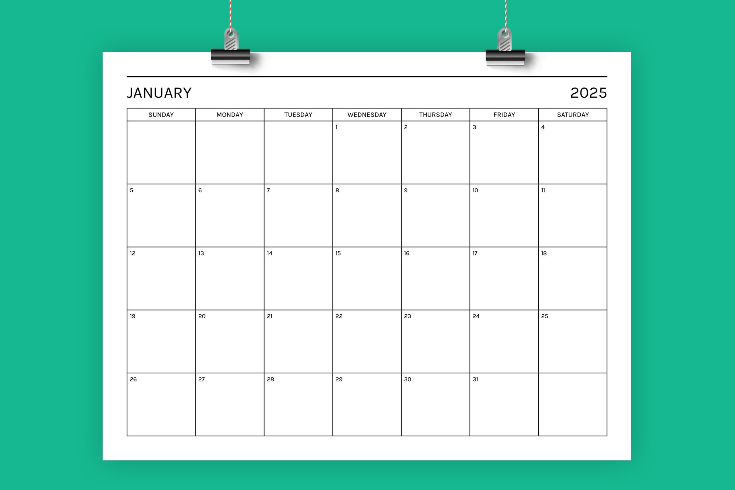 2025 Basic Modern 8.5 X 11 Inch Calendar Template regarding Printable 8.5 X 11 Calendar 2025