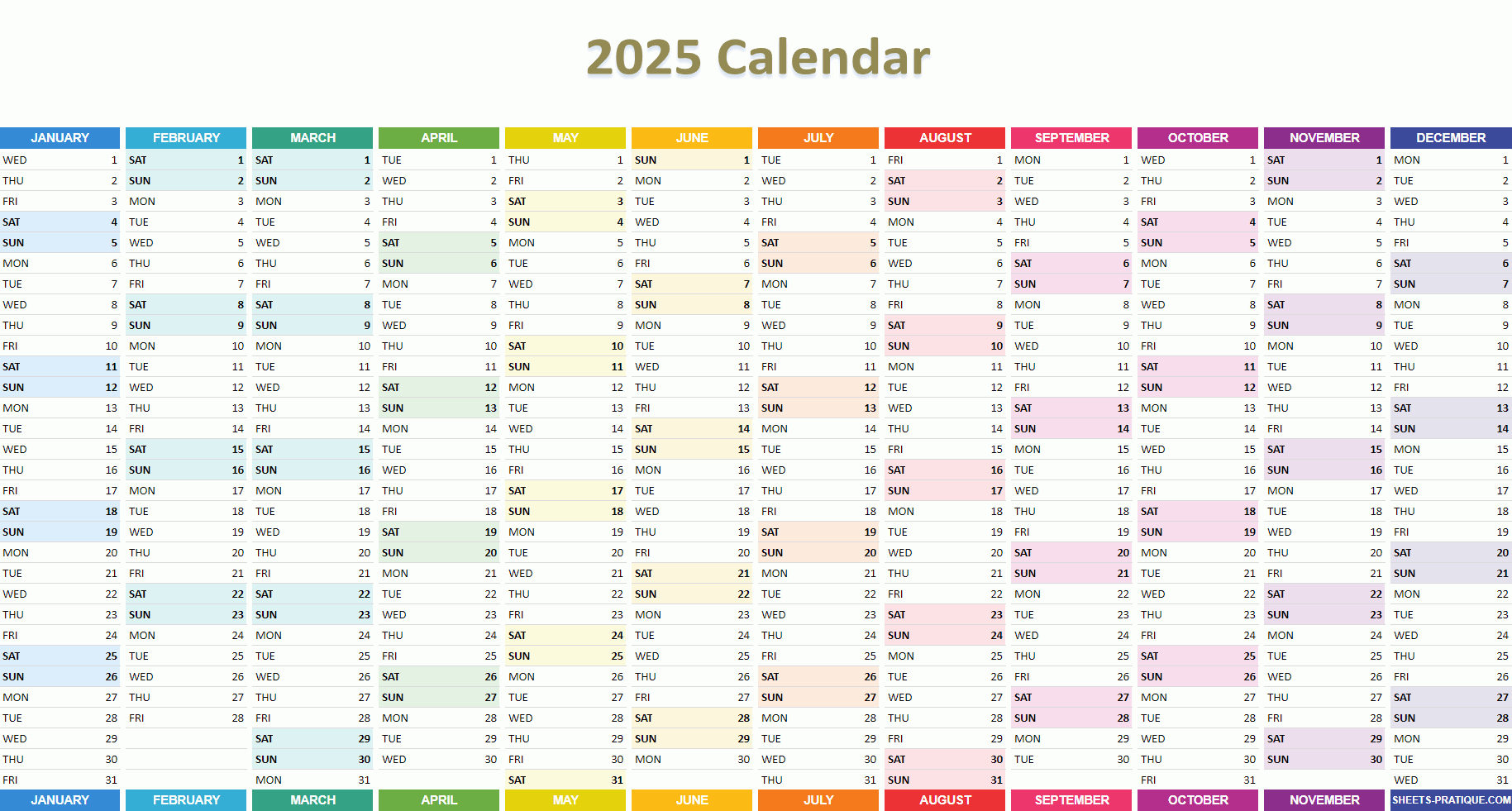 2025 Calendar for Google Calendar Printable 2025