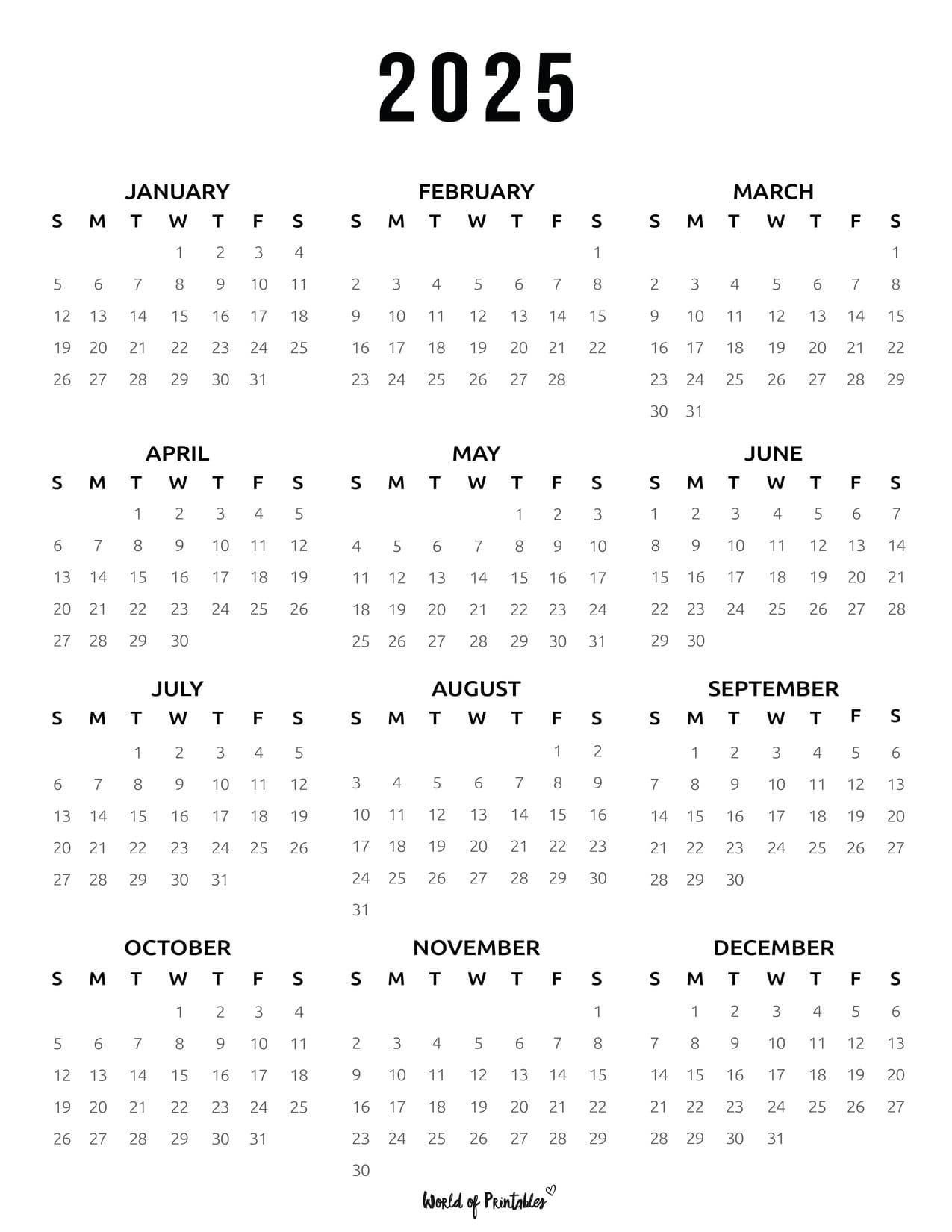 2025 Calendar Free intended for Black and White Calendar 2025 Printable