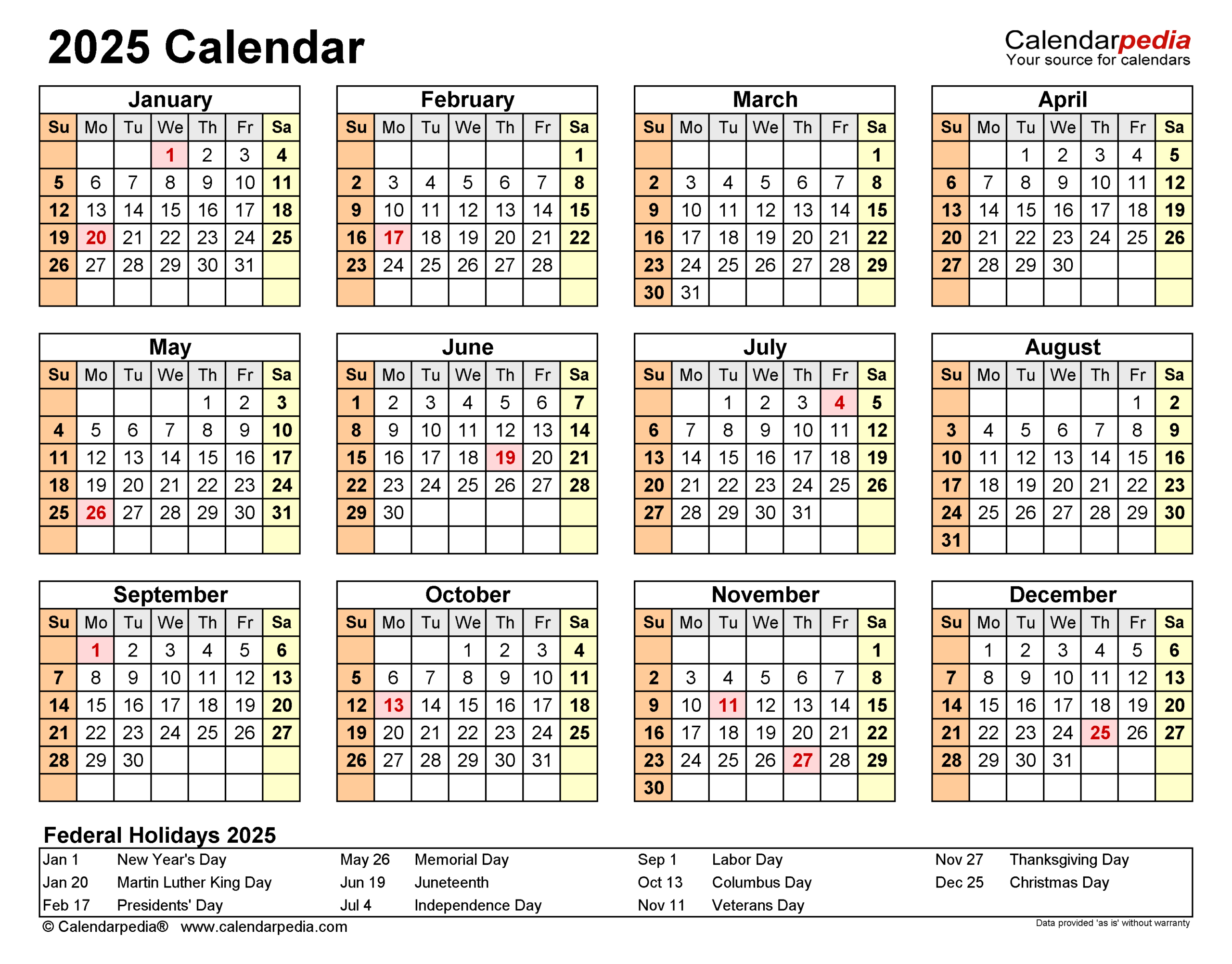 2025 Calendar - Free Printable Pdf Templates - Calendarpedia intended for 2025 Calendar Printable Calendarpedia