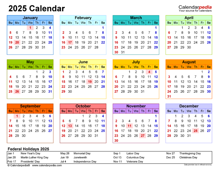 2025 Big Calendar Printable