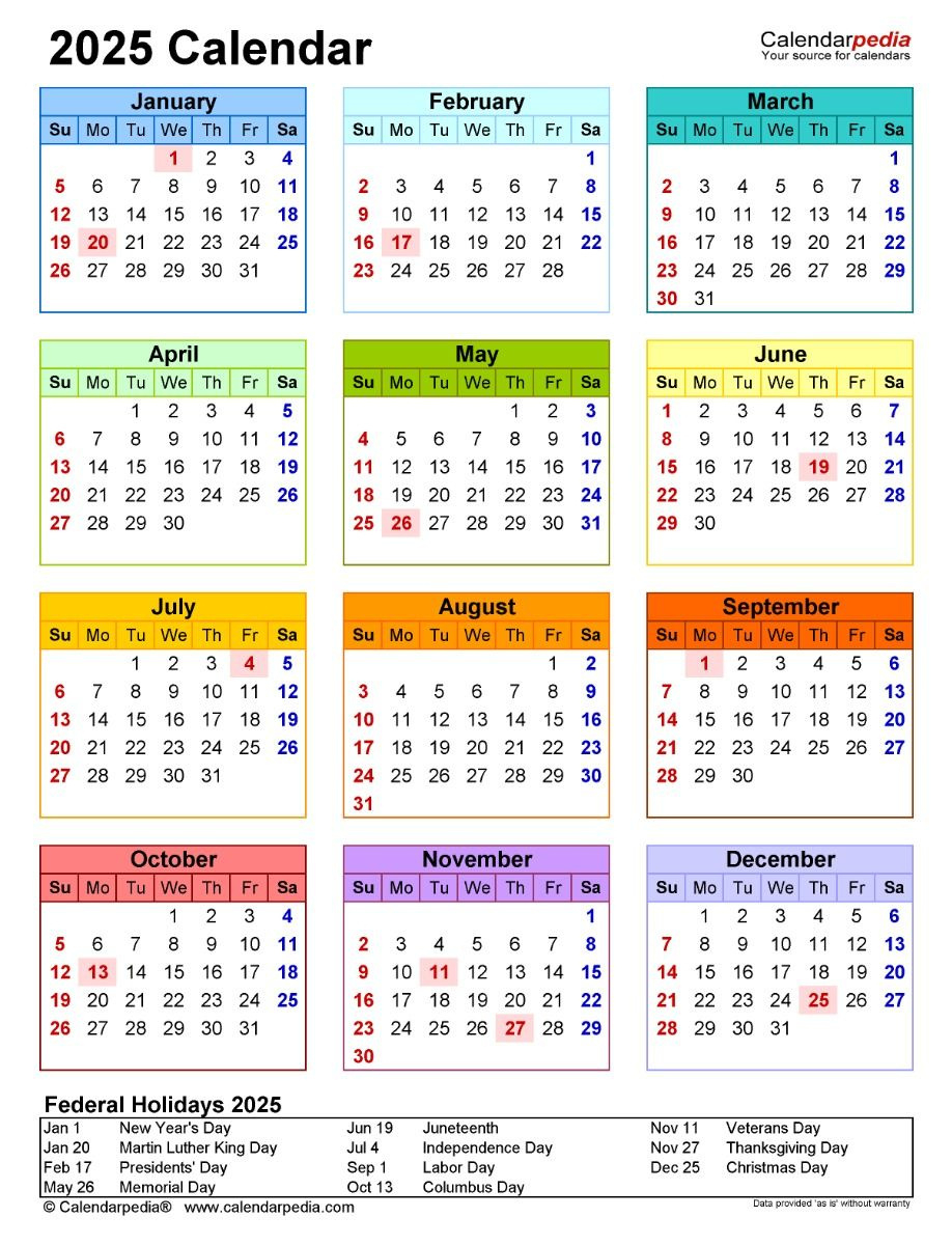 2025 Calendar In Pdf Format with regard to Free Printable Calendar 2025 Numbers For Pocket Chart