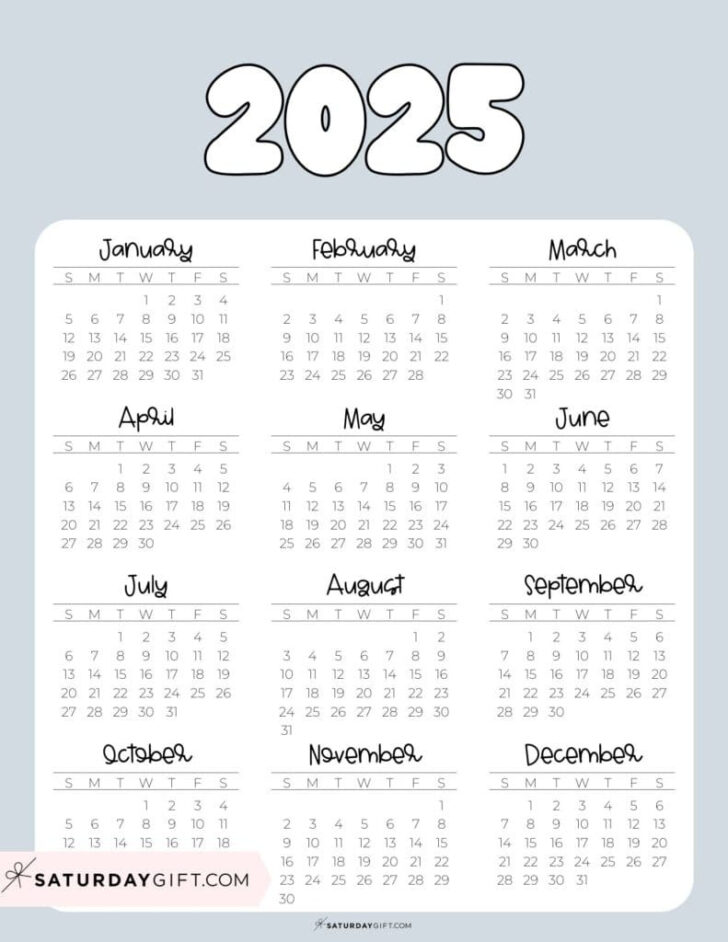 Aesthetic Printable Calendar 2025