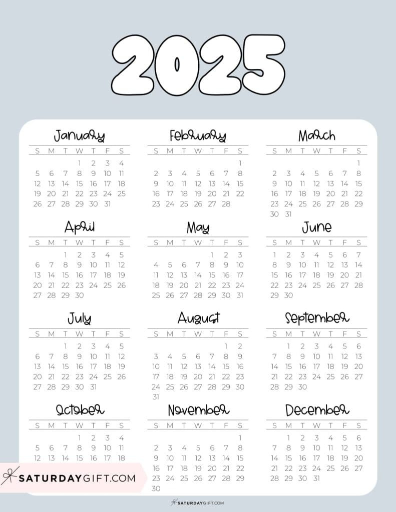 2025 Calendar Printable - 18 Cute &amp;amp; Free 2025 Yearly Calendar pertaining to Aesthetic Printable Calendar 2025