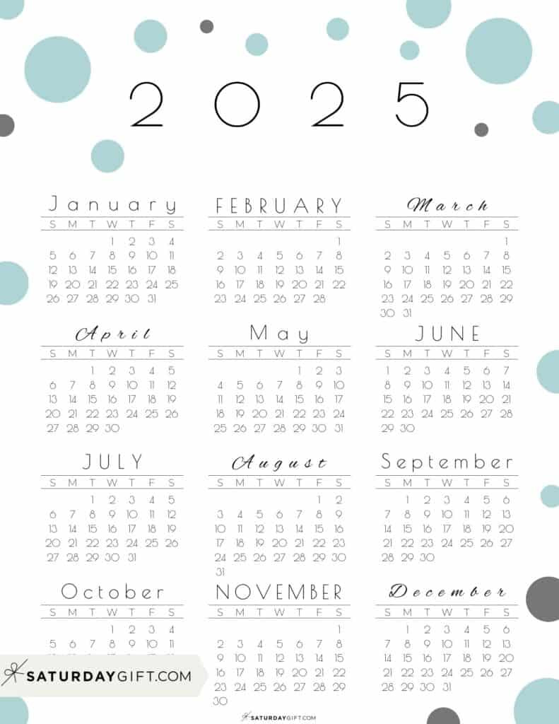 2025 Calendar Printable - 18 Cute &amp;amp; Free 2025 Yearly Calendar throughout 2025 Calendar Cute Printable