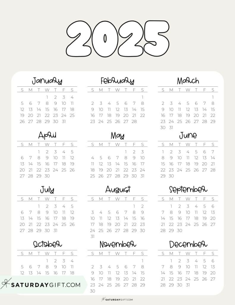 2025 Calendar Printable - 18 Cute &amp;amp; Free 2025 Yearly Calendar with Weekly Calendar 2025 Printable Cute