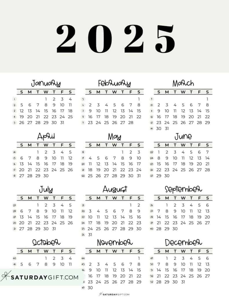 2025 Calendar Printable - 18 Cute &amp;amp; Free 2025 Yearly Calendar within Printable 3 Week Calendar 2025