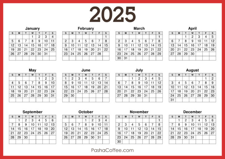 2025 Horizontal Calendar Printable