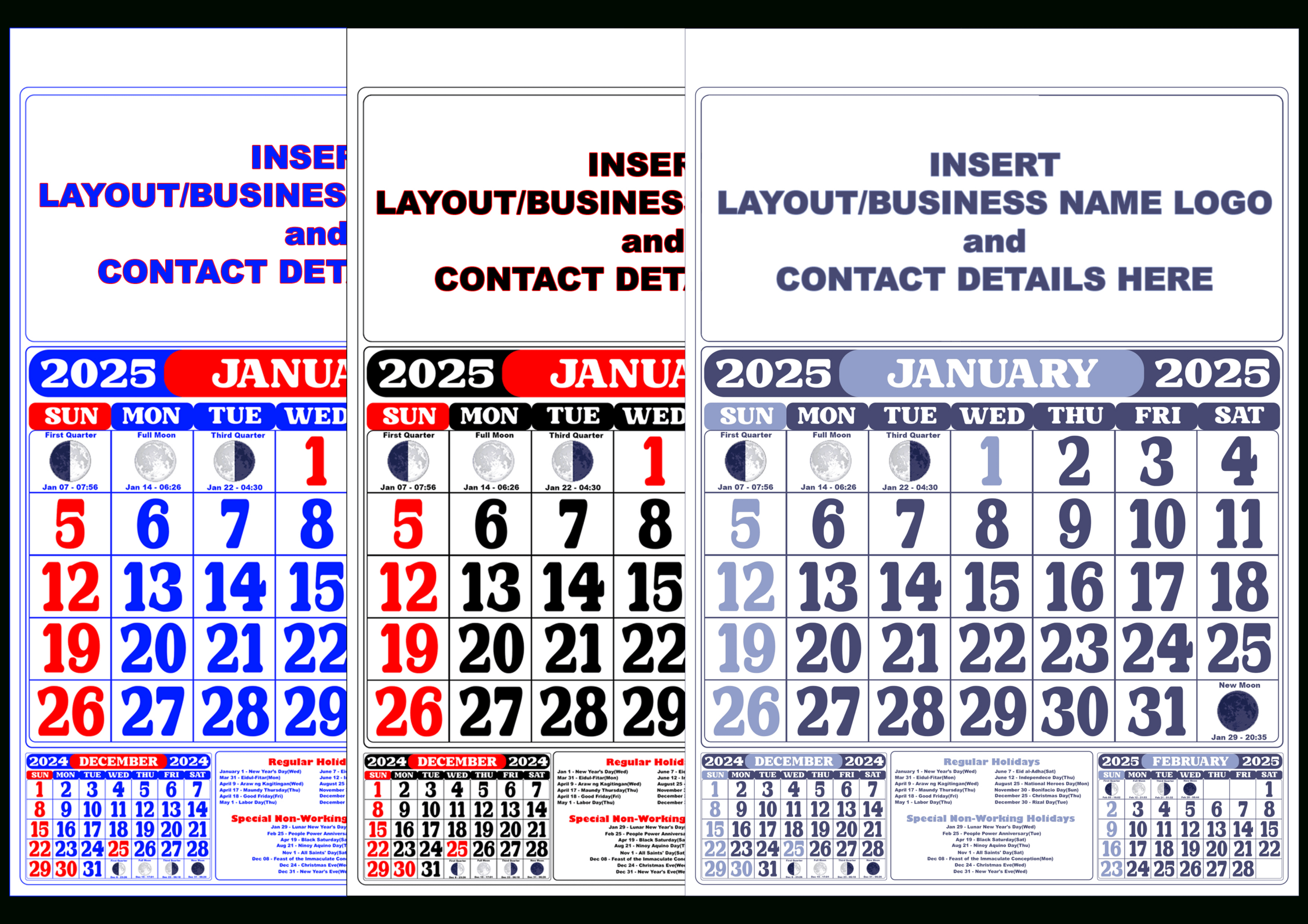 2025 Calendar Template With Moon Phasing And Holidays pertaining to 2025 Calendar with Moon Phases Printable