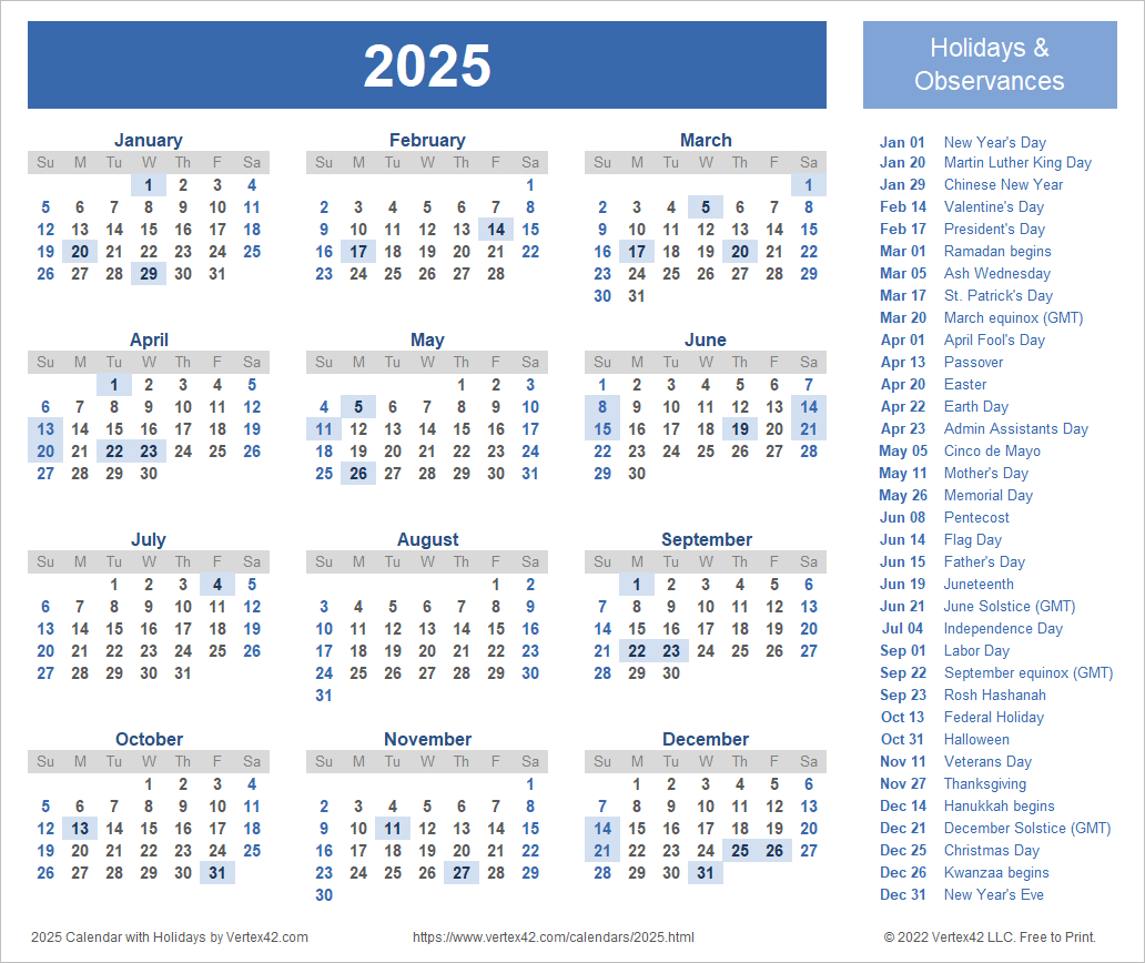 2025 Calendar Templates And Images for Free Printable 2025 Calendar Templates