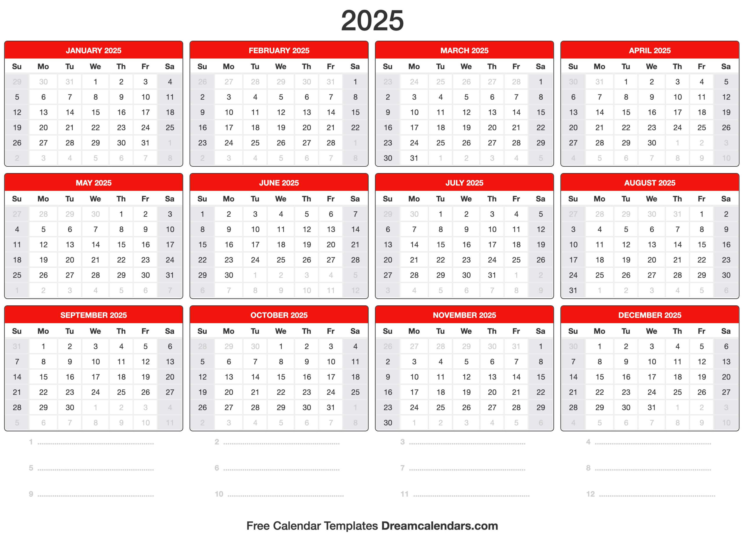 2025 Calendar with 2025 Online Calendar Printable