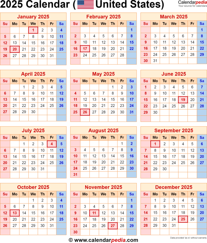 2025 Federal Holiday Calendar Printable