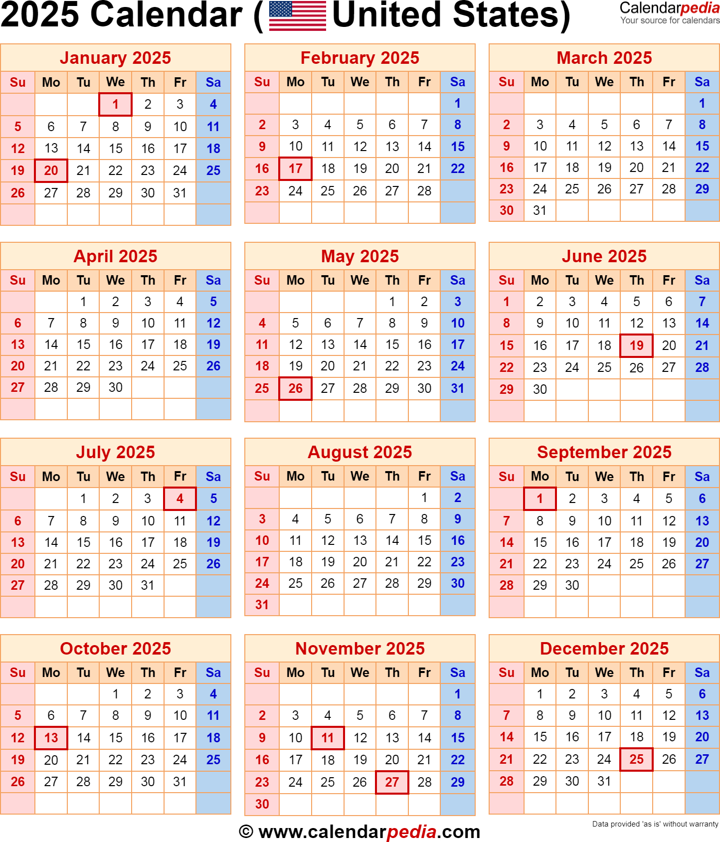 2025 Calendar With Federal Holidays with 2025 Federal Holiday Calendar Printable