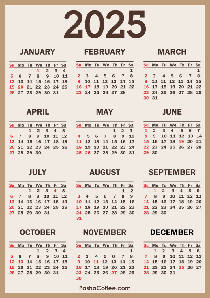 2025 Printable Calendar with Holidays Printable Free Download