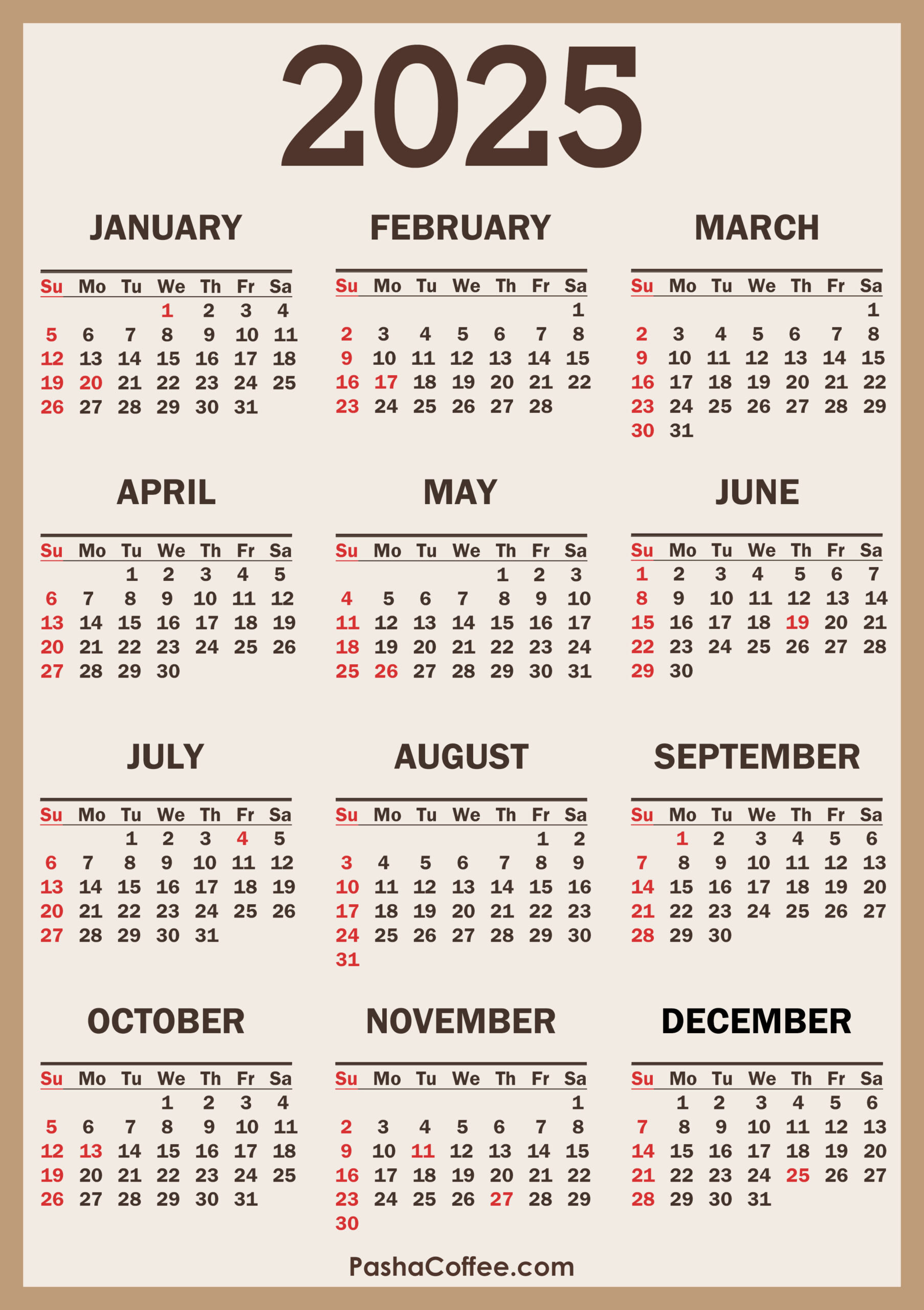 2025 Calendar With Holidays, Printable Free, Vertical within 2025 Printable Calendar with Holidays Printable Free Download