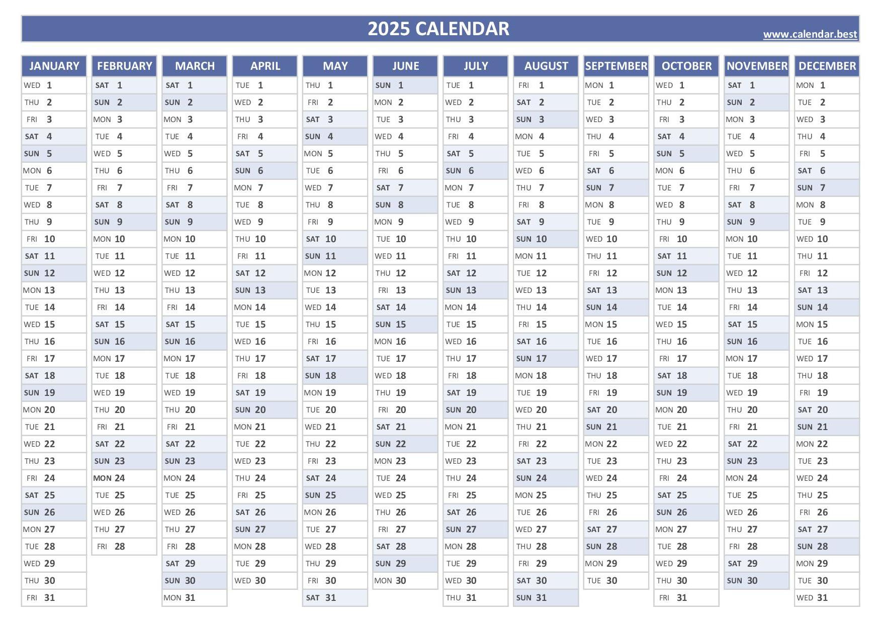 2025 Calendar With Week Numbers regarding 4 Year Calendar 2025 to 2025 Printable