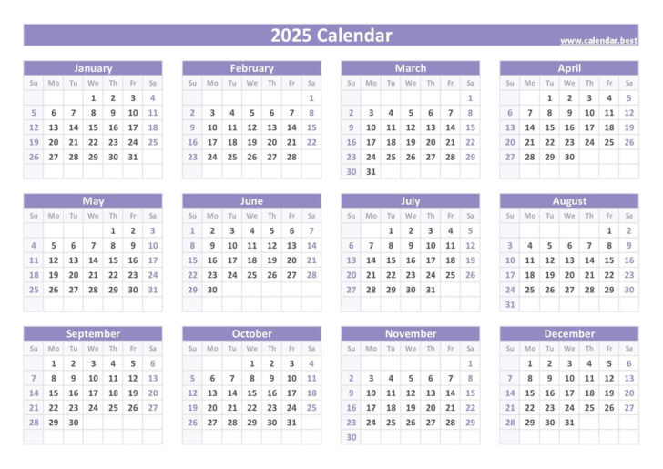 Annual Printable Calendar 2025