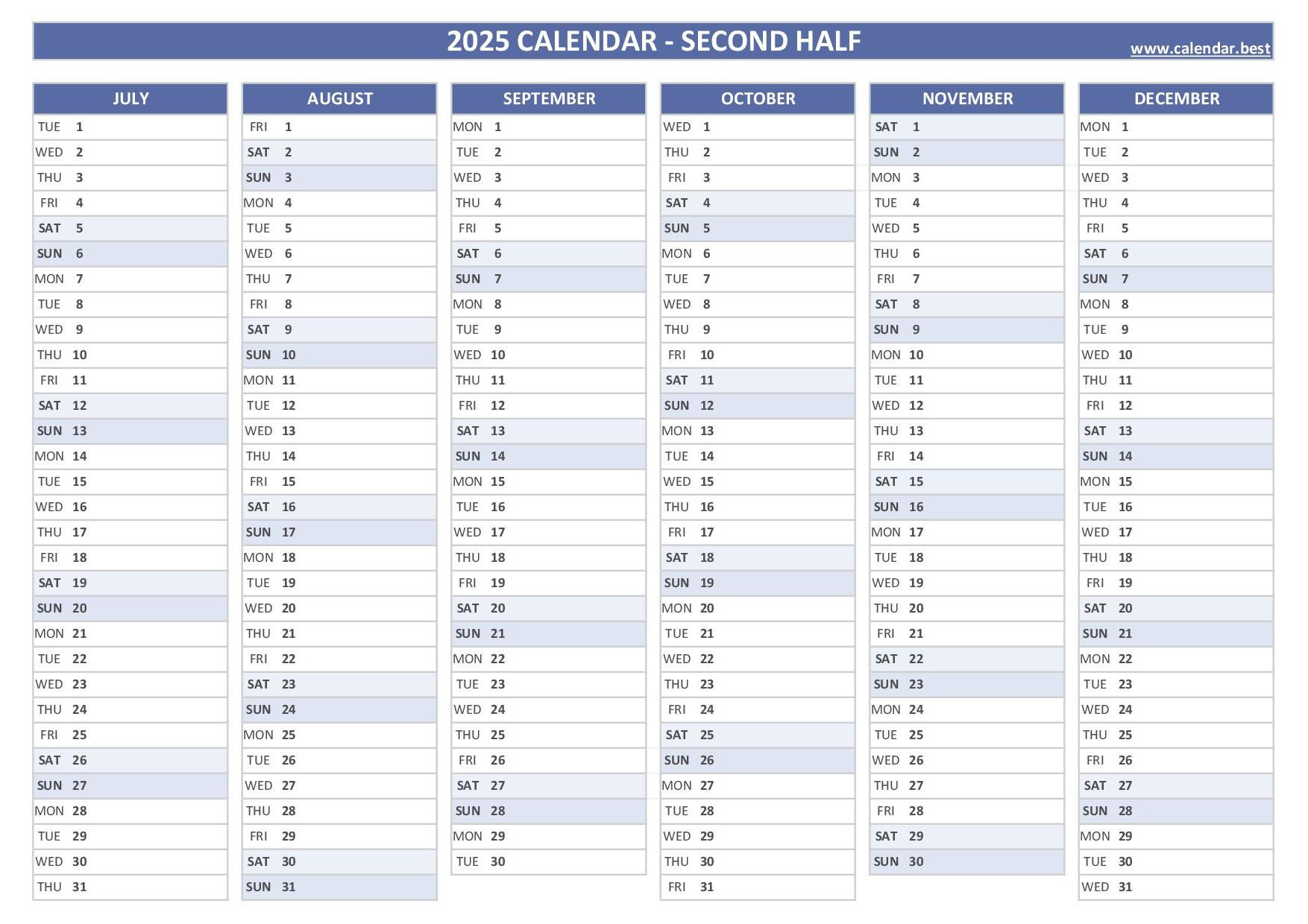 2025 Half Year Calendar To Print intended for Free Printable 6 Month Calendar 2025