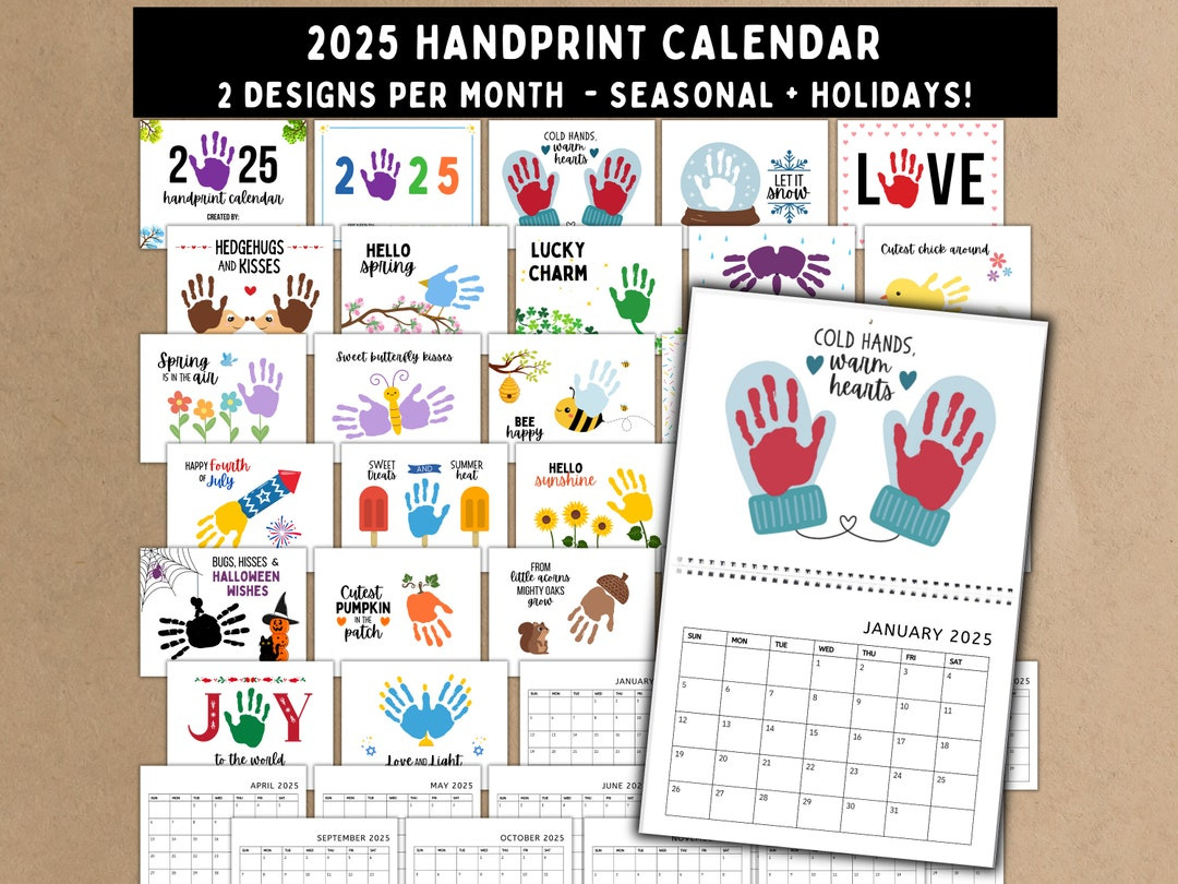 2025 Handprint Calendar Printable Handprint Craft Handprint for Free Printable Handprint Calendar 2025