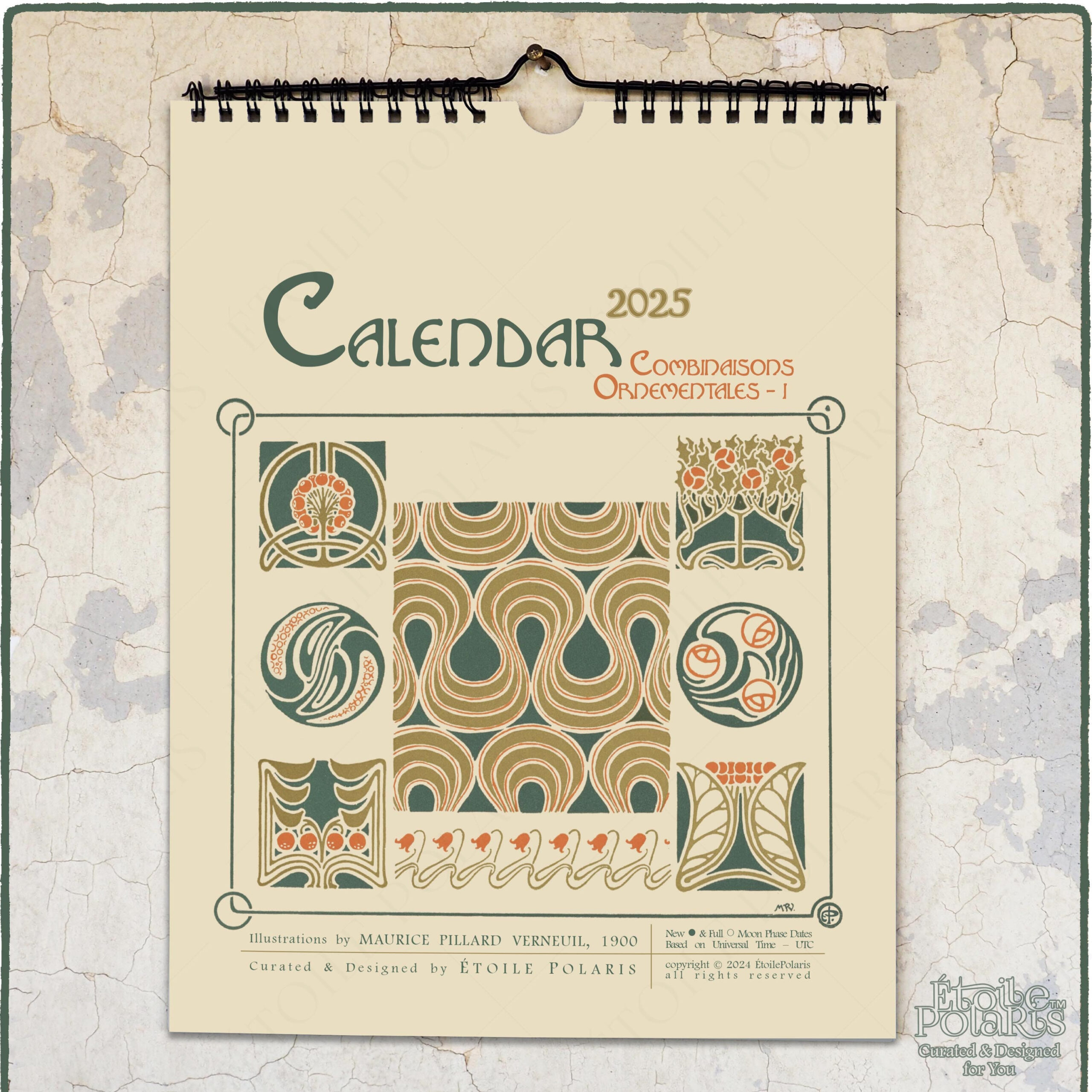 2025 Jugendstil Kalender / Illustrationen Von M. P. Verneuil inside 100 Years Calendar From 1900 to 2025 Printable