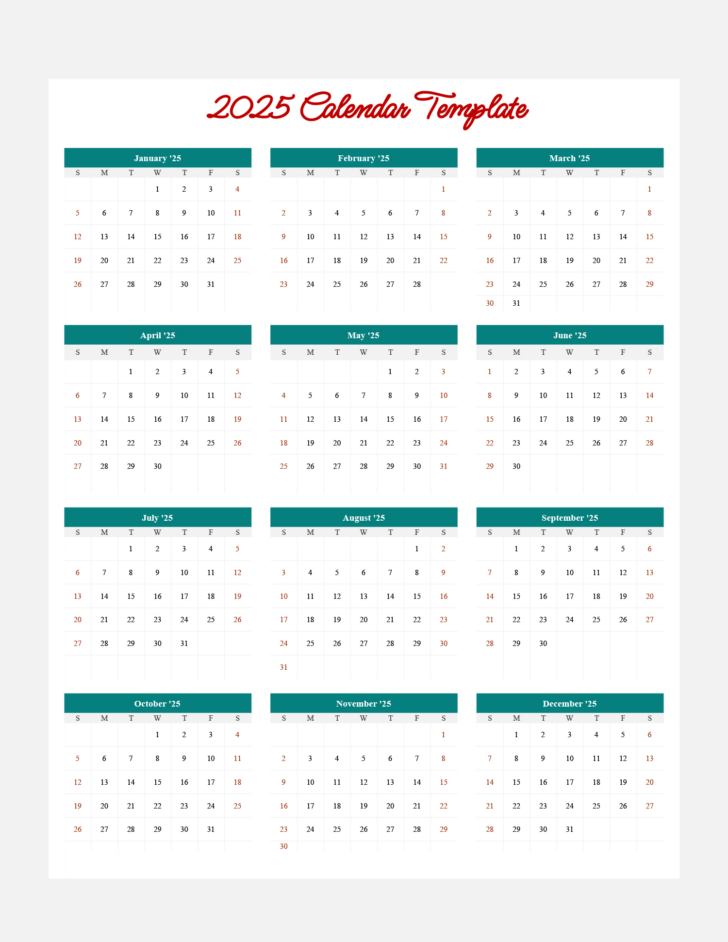 Google Calendar Printable 2025