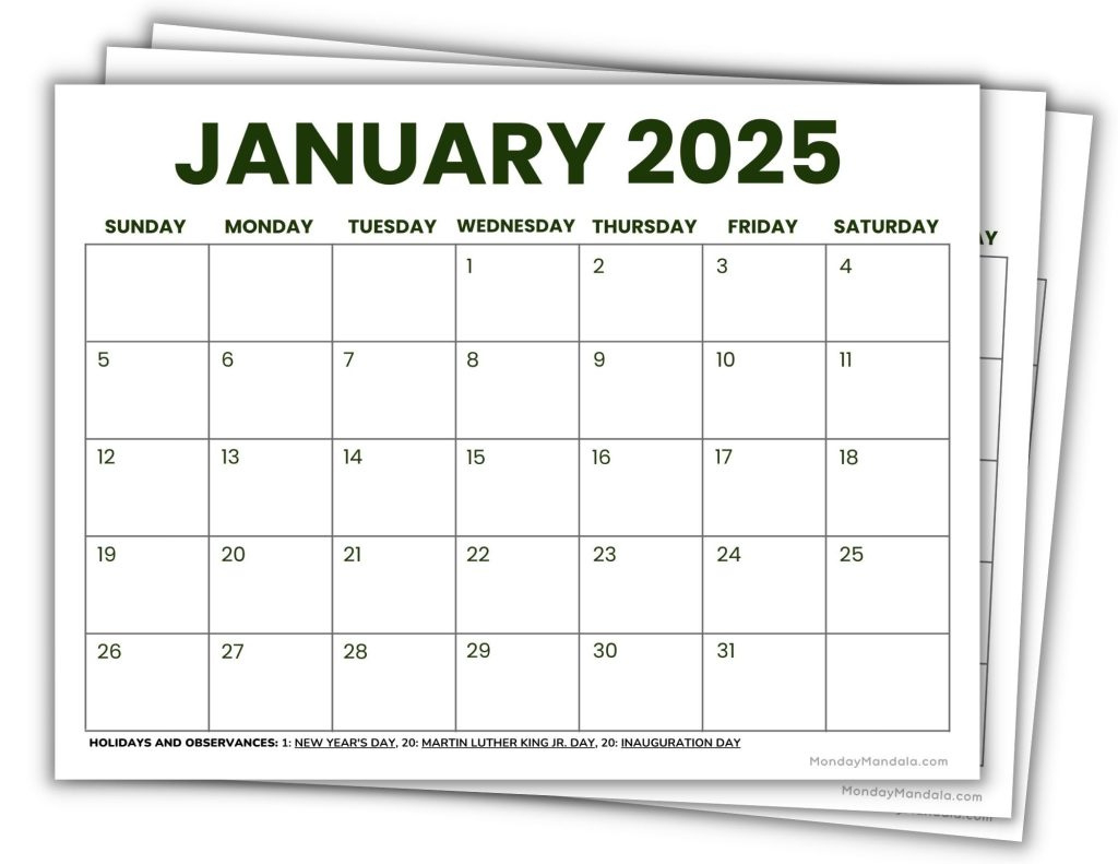 2025 Printable Calendars (56 Free Pdf Printables) for 2025 Printable Blank Calendar