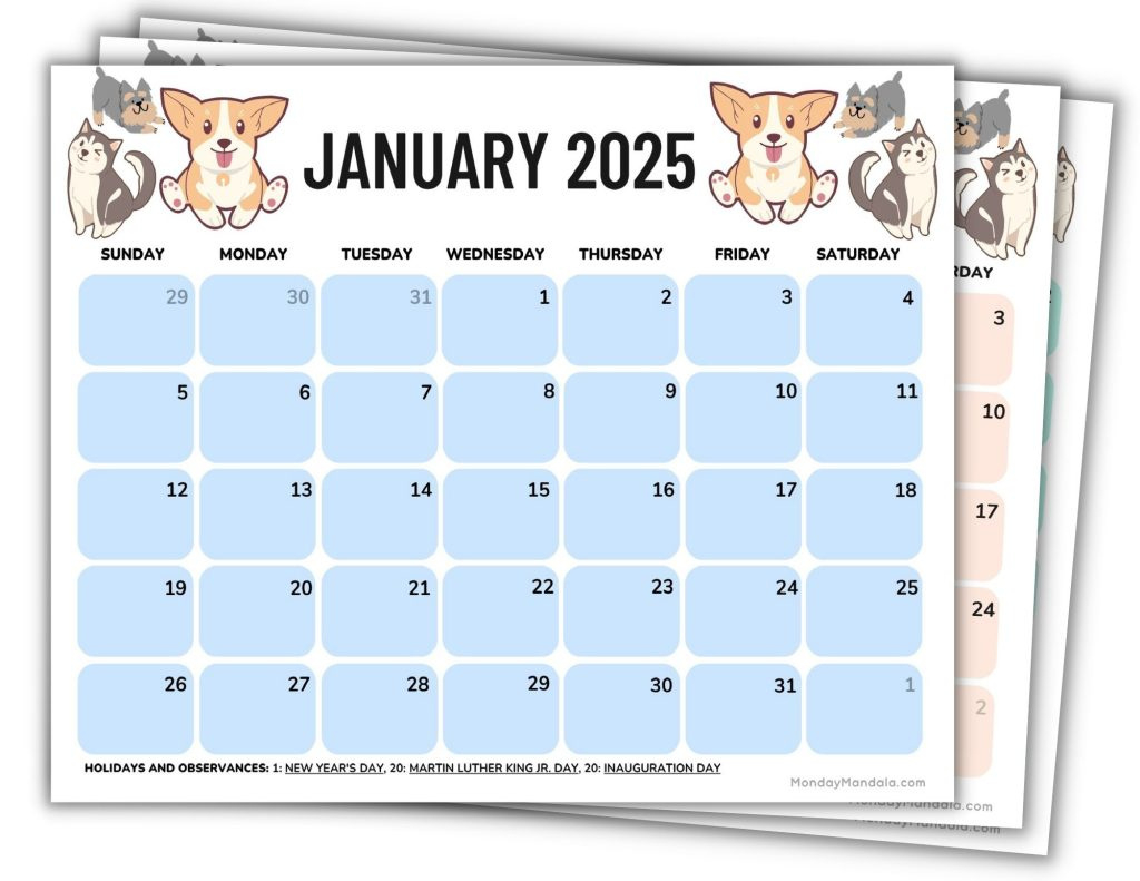 2025 Printable Calendars (56 Free Pdf Printables) for Printable Dog Calendar 2025