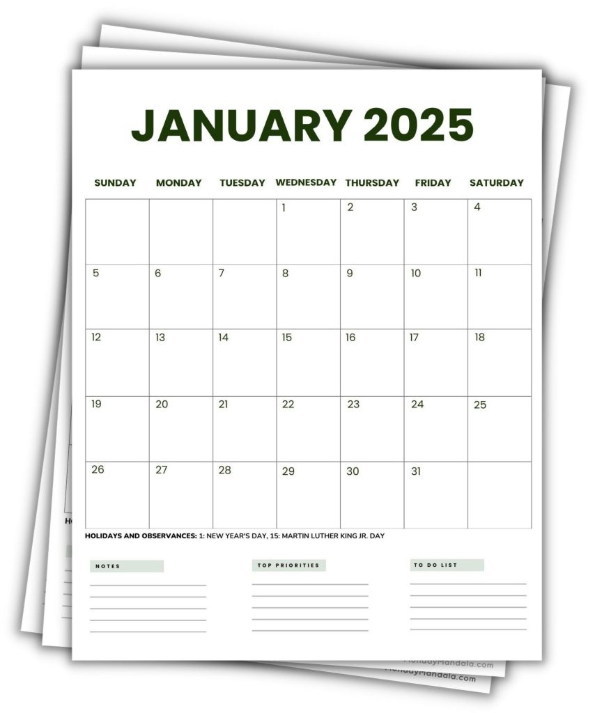 2025 Printable Calendars (56 Free Pdf Printables) intended for 2025 Vertical Printable Calendar