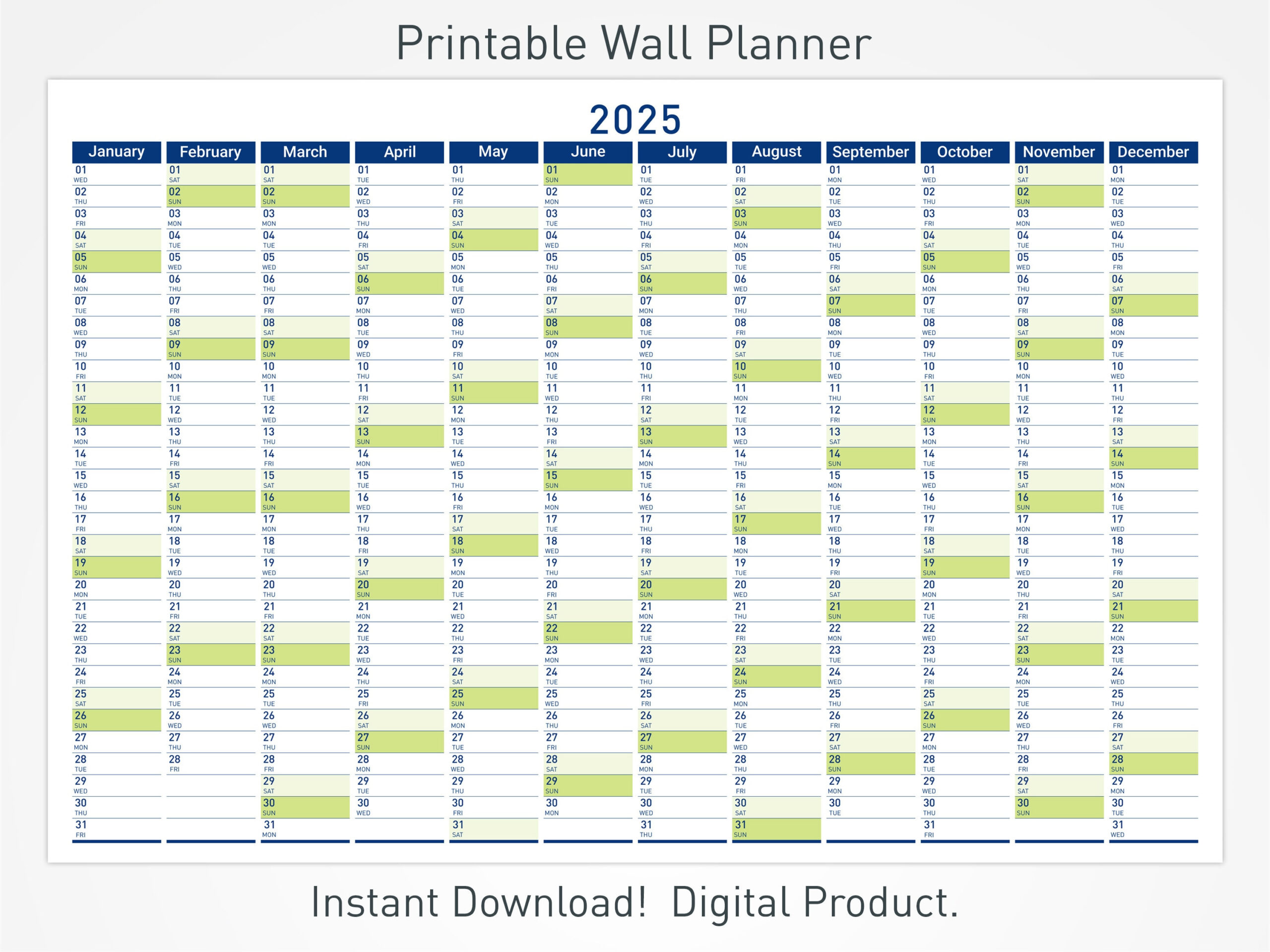 2025 Printable Wall Planner With Minimalist Design, Large Wall with 2025 Printable Wall Calendar