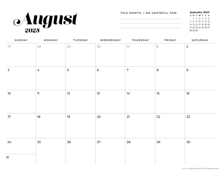 2025 Vertical Printable Calendar