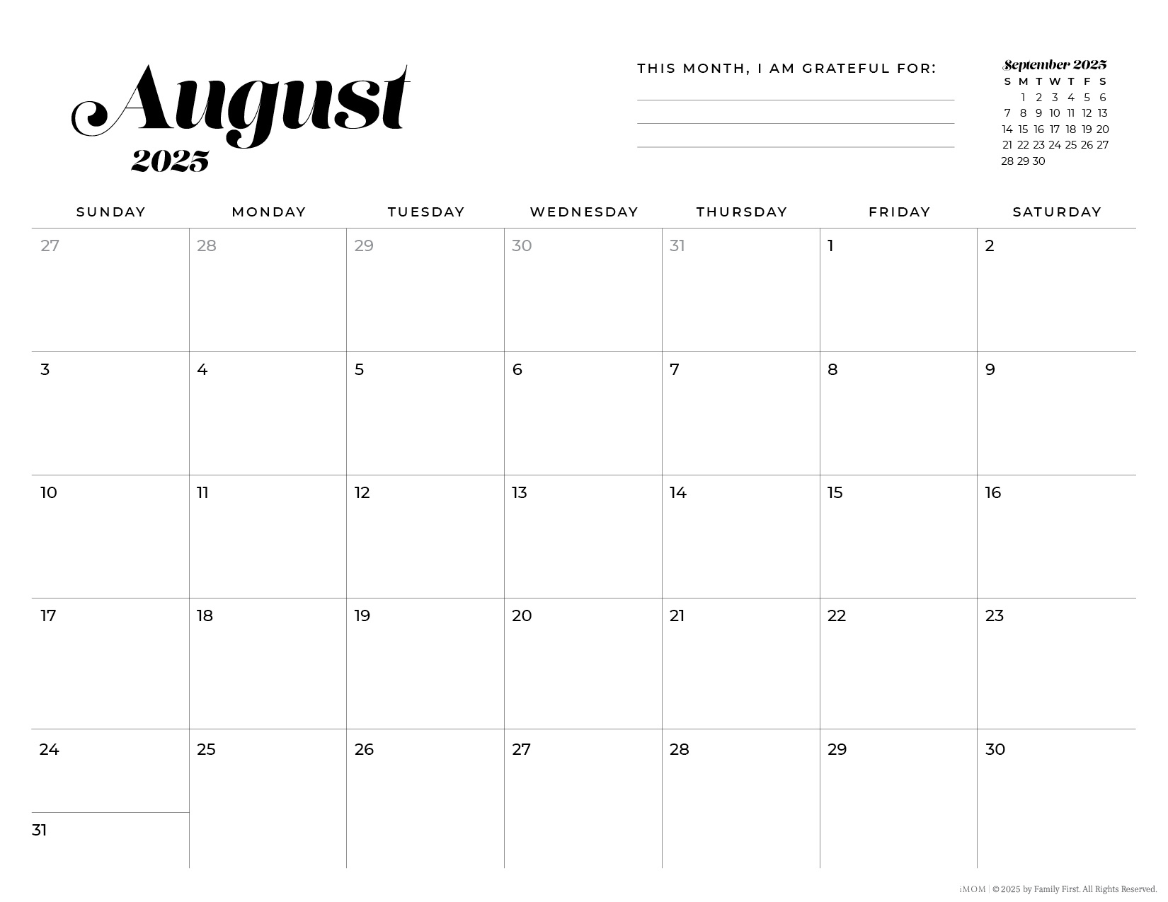 2025 Simple Printable Calendar For Moms - Imom for 2025 Vertical Printable Calendar