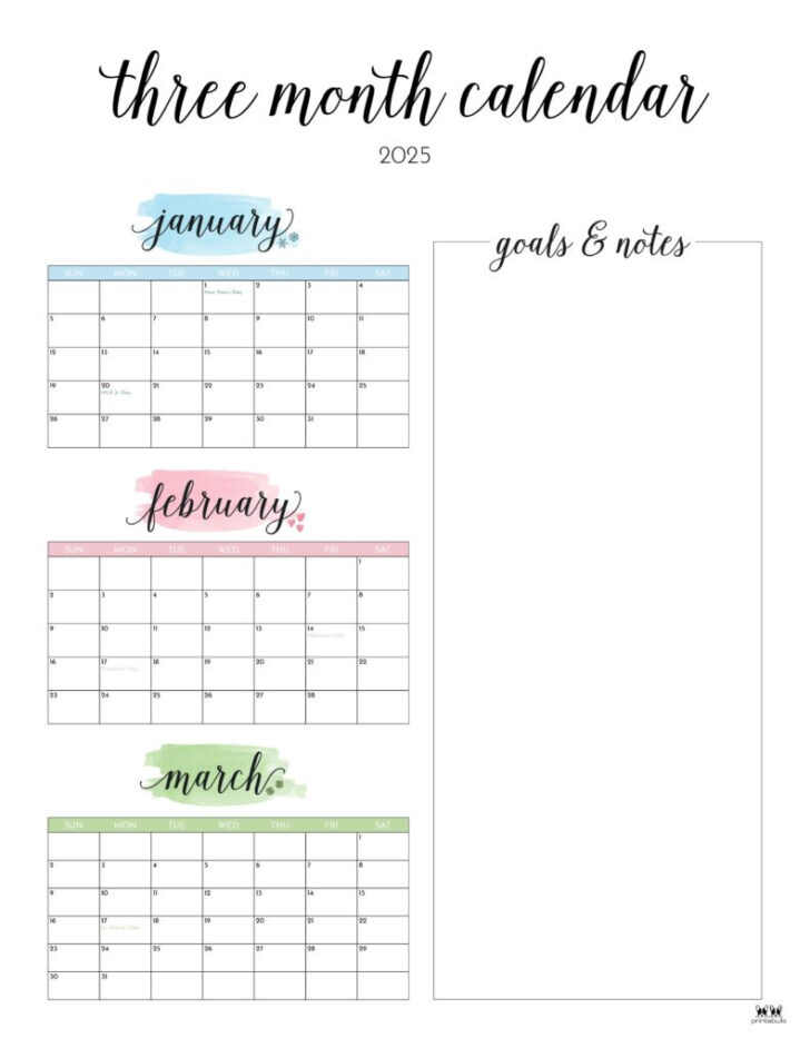 Calendar 2025 3 Month Printable