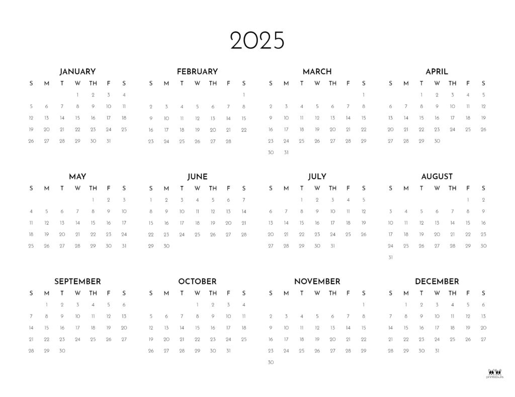 2025 Weekly Calendars - All 52 Weeks | Printabulls with regard to 2025 Calendar Cover Printable