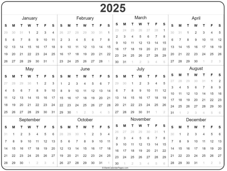 2025 Printable Blank Calendar