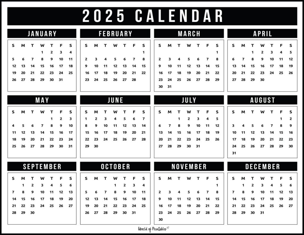 2025 Year Calendars - 70 Best Printables - World Of Printables in Bill Calendar 2025 Template Printable