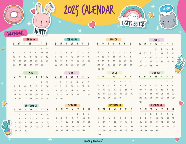 Weekly Calendar 2025 Printable Cute