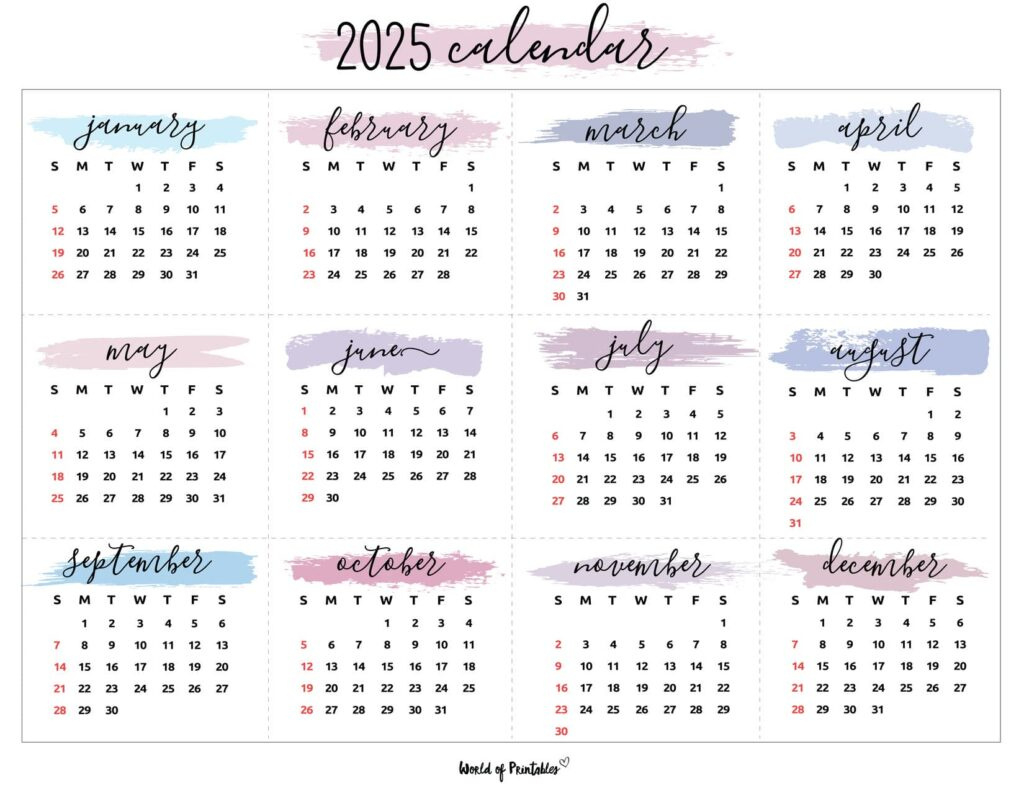 2025 Year Calendars - 70 Best Printables - World Of Printables inside Aesthetic Printable Calendar 2025