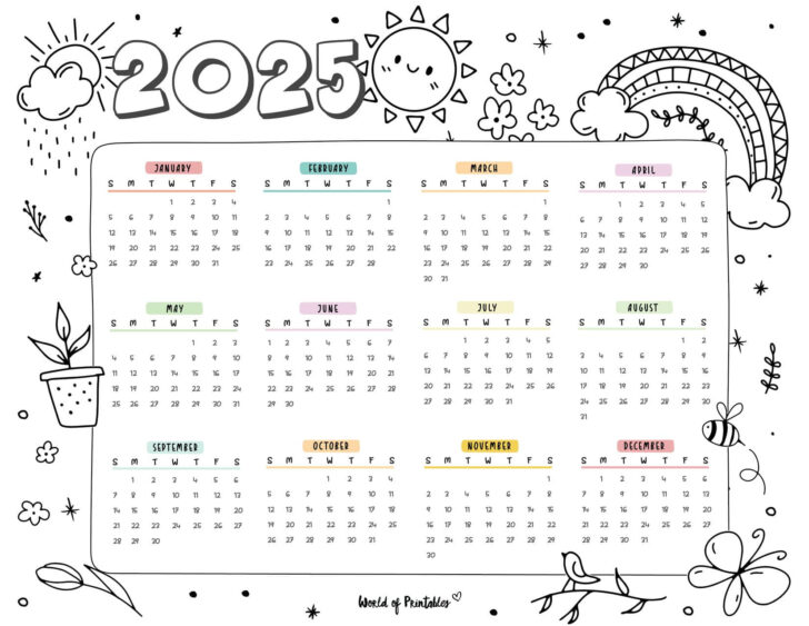 Printable Calendar 2025 Cute