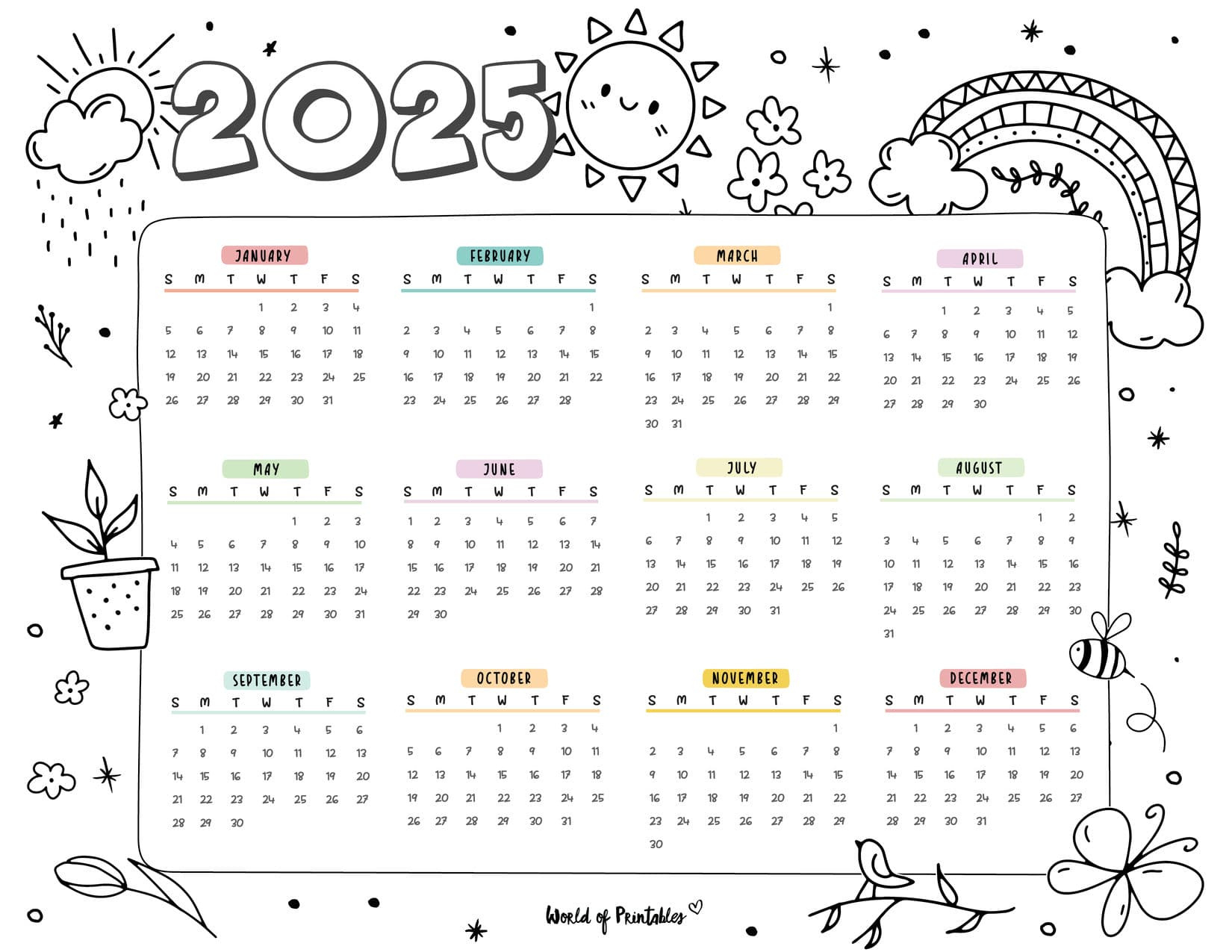 2025 Year Calendars - 70 Best Printables - World Of Printables intended for Printable Calendar 2025 Cute