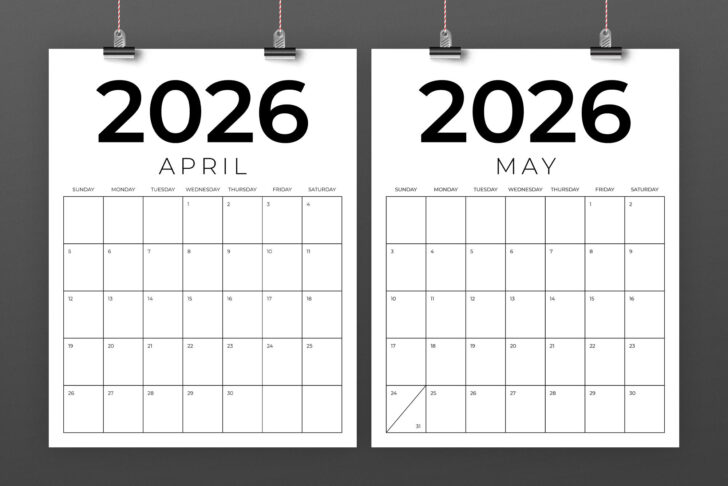 2026 Vertical Calendar Printable