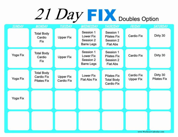 21 Day Fix Extreme Printable Calendar