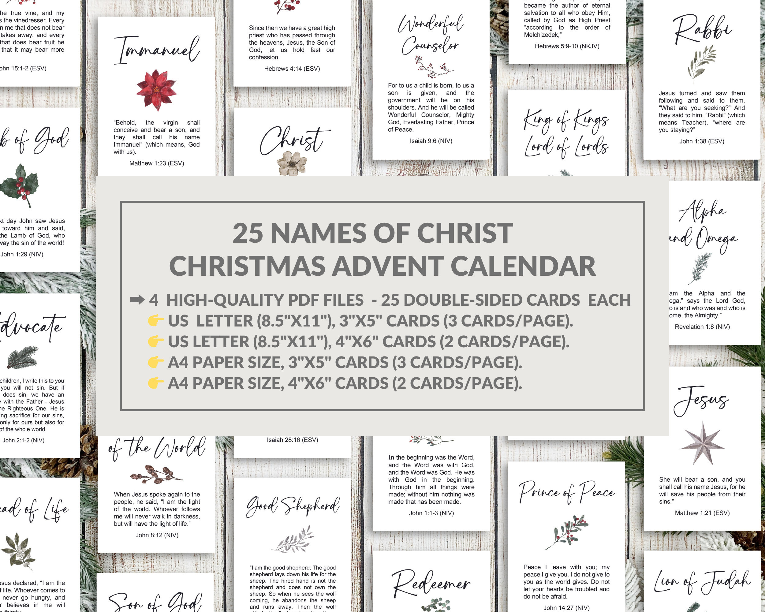 25 Names Of God Christmas Advent Calendar Printable Scripture Card for Free Printable Christian Advent Calendar 2025