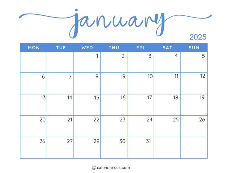 Jan Calendar 2025 Printable