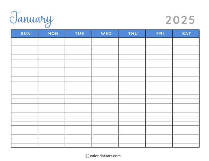 Free Printable Blank Calendar 2025 with Lines