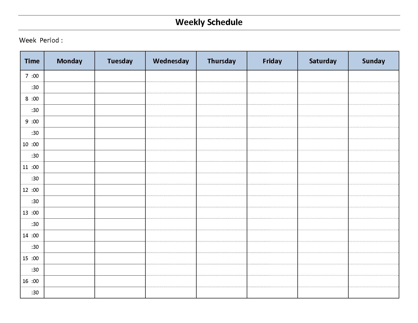 7 Day Weekly Planner Template Printable | Calendar Template Printable for 7 Day Weekly Calendar Printable Free